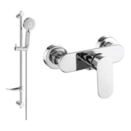 Mexen Milo DF40 shower mixer tap with shower head, Chrome - 7134R40-00