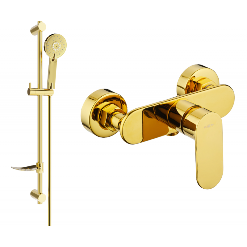 Mexen Milo DF40 shower faucet with shower set, gold - 7134R40-50