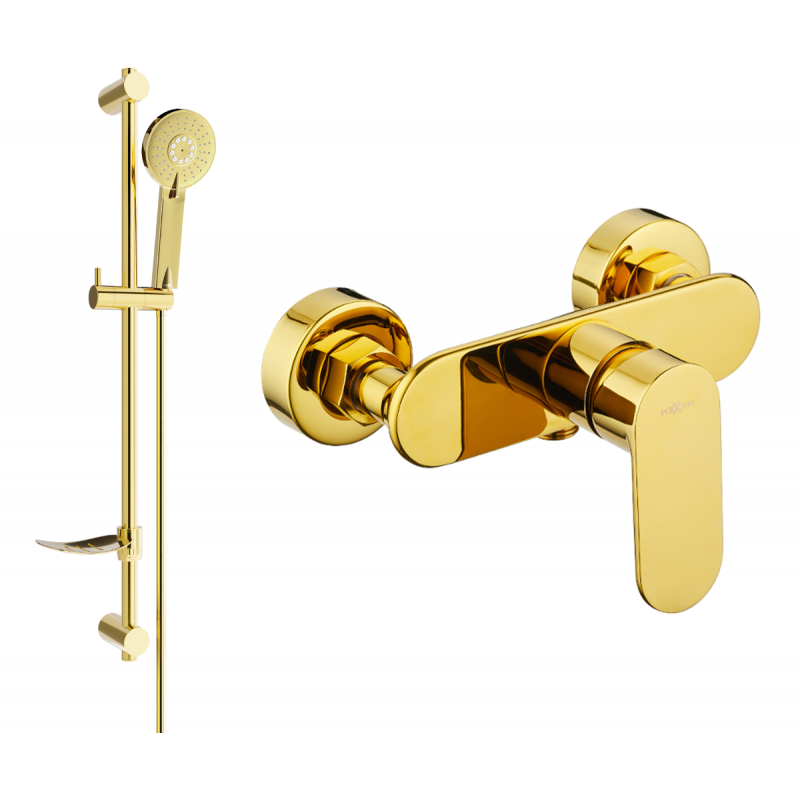 Mexen Milo DF40 shower tap with shower set, gold - 7134R40-50