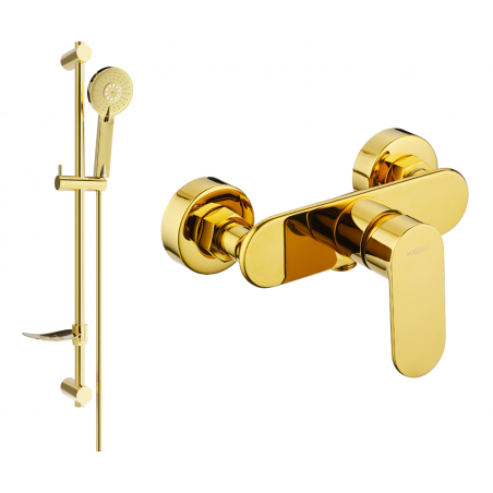 Mexen Milo DF40 shower tap with shower set, gold - 7134R40-50