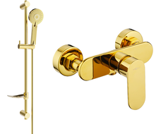 Mexen Milo DF40 shower mixer tap with shower head, Gold - 7134R40-50
