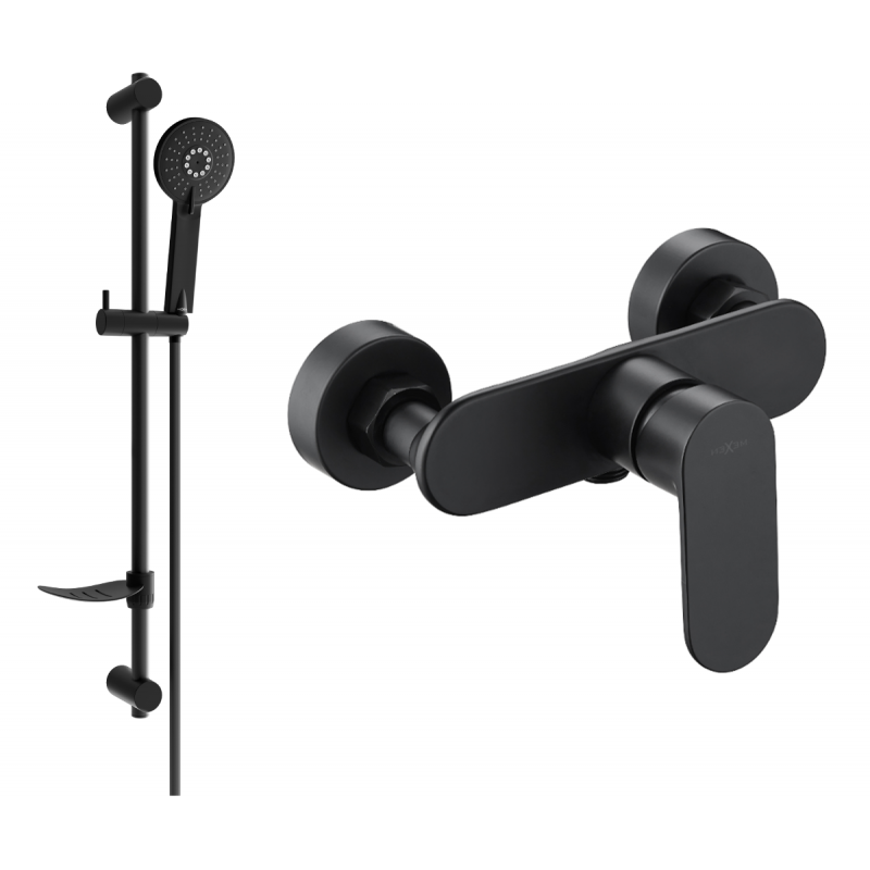Mexen Milo DF40 shower mixer tap with shower head, Black - 7134R40-70