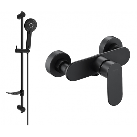 Mexen Milo DF40 shower mixer tap with shower head, Black - 7134R40-70