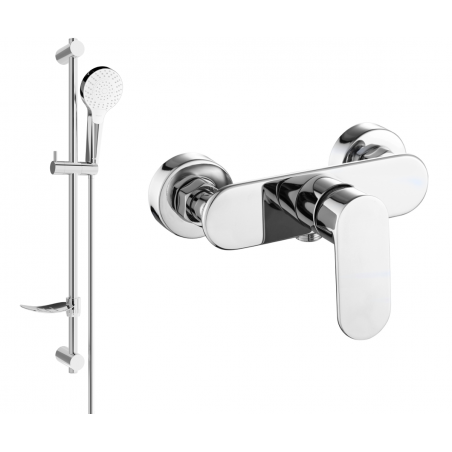 Mexen Milo DF05 shower mixer tap with shower head, Chrome - 7134R05-00