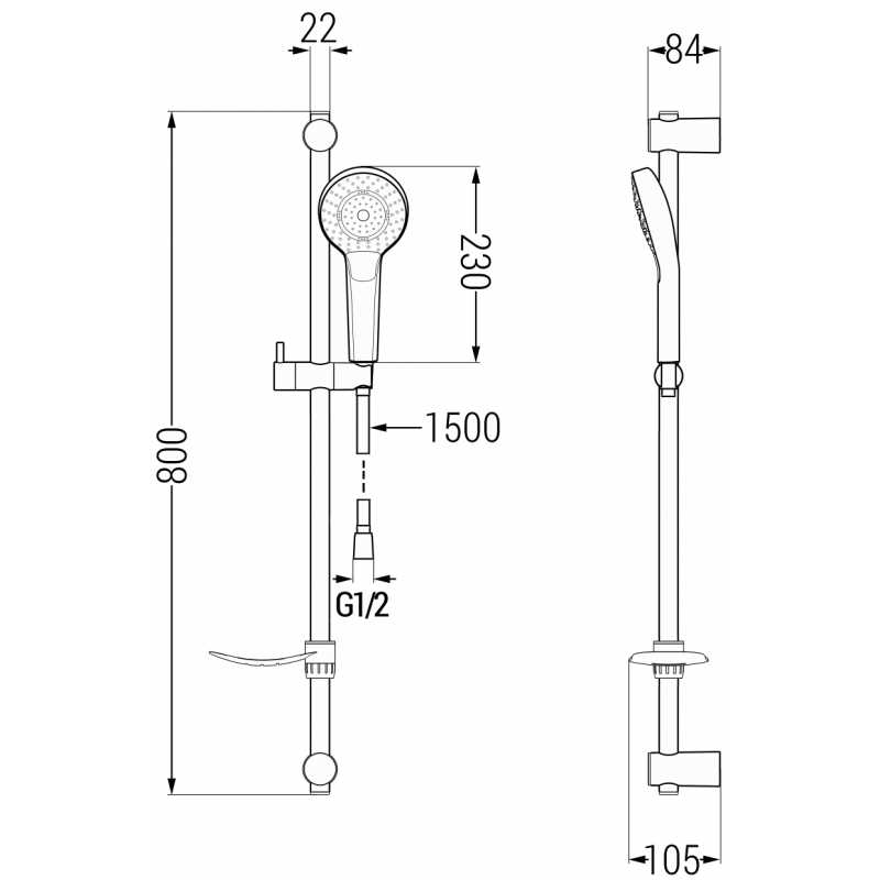 Mexen Milo DF05 shower faucet with shower set, chrome - 7134R05-00