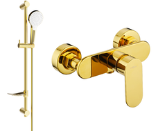 Mexen Milo DF05 shower mixer tap with shower head, Gold - 7134R05-50