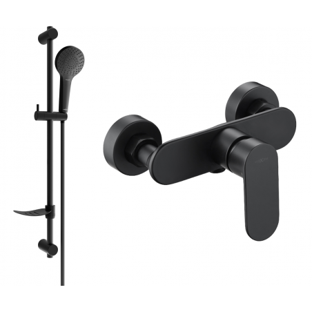 Mexen Milo DF05 shower mixer with shower set, black - 7134R05-70