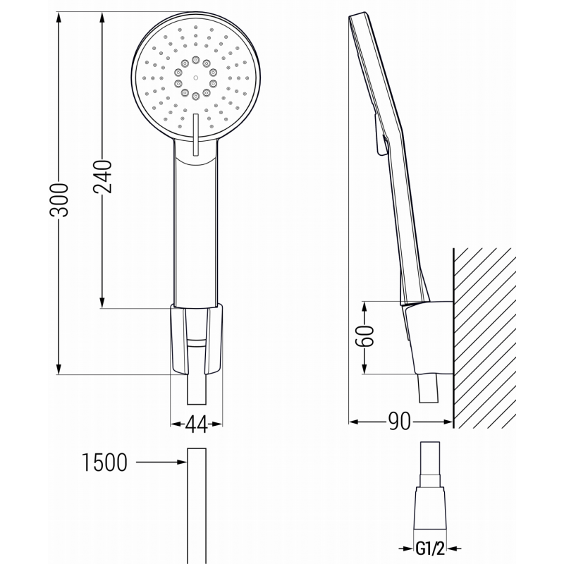 Mexen Milo R40 bathtub faucet with shower set, gold - 7133R40-50