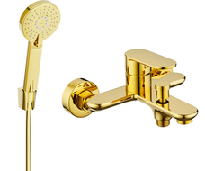 Mexen Milo R40 bathtub mixer tap with shower head, Gold - 7133R40-50