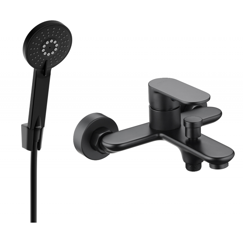 Mexen Milo R40 bathtub faucet with shower set, black - 7133R40-70