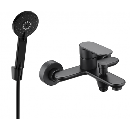 Mexen Milo R40 bathtub faucet with shower set, black - 7133R40-70