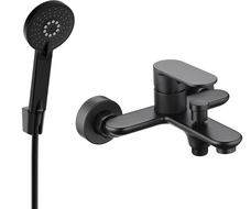 Mexen Milo R40 bathtub mixer tap with shower head, Black - 7133R40-70