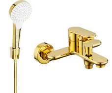 Mexen Milo R05 bathtub mixer tap with shower head, Gold - 7133R05-50