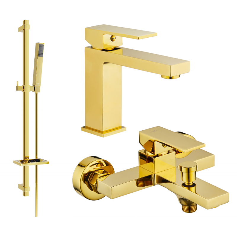 Mexen Uno DQ77 bath set, gold - 71403DQ77-50
