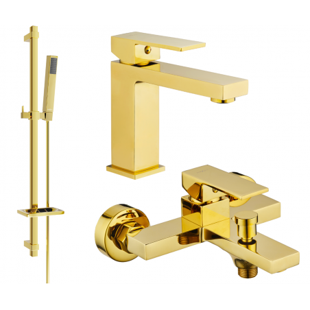 Mexen Uno DQ77 bathtub set, Gold - 71403DQ77-50