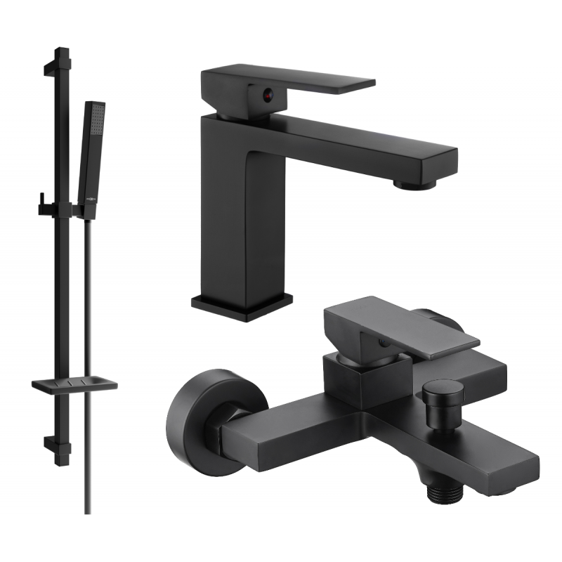 Mexen Uno DQ77 bathtub set, Black - 71403DQ77-70