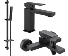 Mexen Uno DQ77 Bath Set, Black - 71403DQ77-70