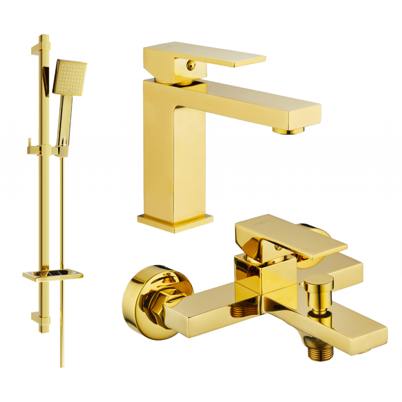Mexen Uno DQ45 bathtub set, Gold - 71403DQ45-50