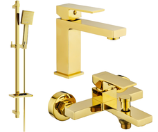 Mexen Uno DQ45 bath set, gold - 71403DQ45-50