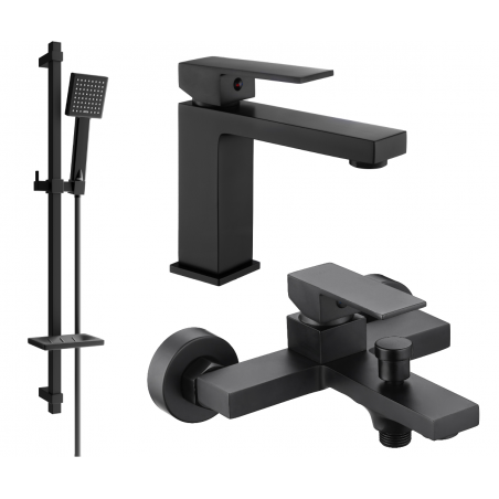Mexen Uno DQ45 bathtub set, Black - 71403DQ45-70