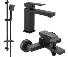 Mexen Uno DQ45 bathtub set, Black - 71403DQ45-70