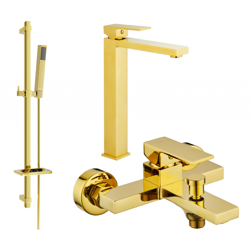 Mexen Uno DQ77 bathtub set, Gold - 71413DQ77-50