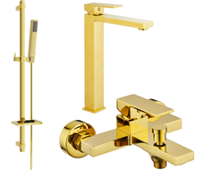 Mexen Uno DQ77 bath set, gold - 71413DQ77-50