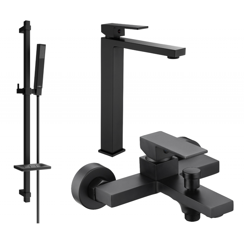 Mexen Uno DQ77 bathtub set, Black - 71413DQ77-70