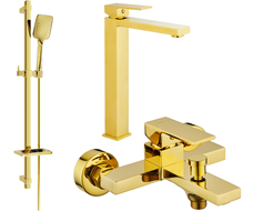 Mexen Uno DQ62 Gold Bathtub Set - 71413DQ62-50