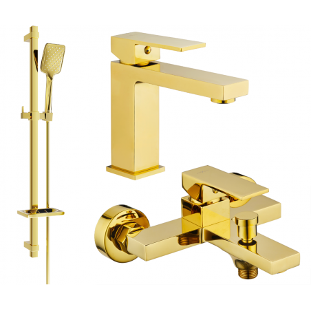 Mexen Uno DQ62 bathtub set, Gold - 71403DQ62-50