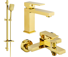 Mexen Uno DQ62 bath set, gold - 71403DQ62-50