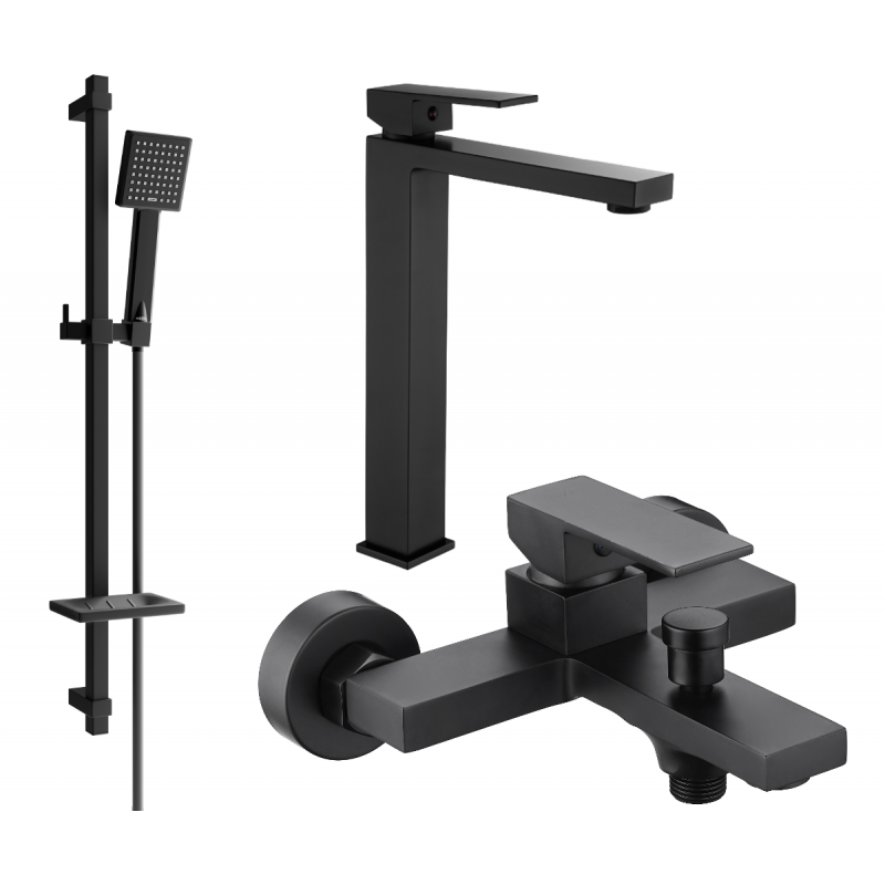 Mexen Uno DQ45 bathtub set, Black - 71413DQ45-70