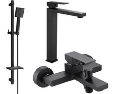 Mexen Uno DQ45 bathtub set, Black - 71413DQ45-70