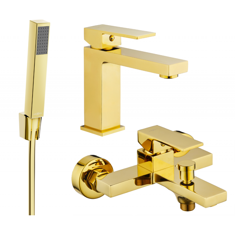 Mexen Uno R77 bathtub set, Gold - 71403R77-50