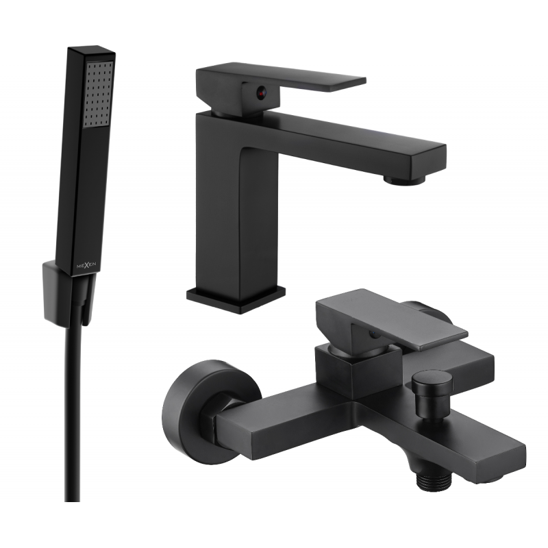 Mexen Uno R77 bathtub set, Black - 71403R77-70