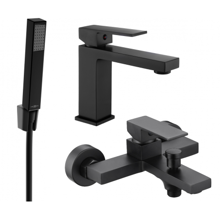 Mexen Uno R77 bathtub set, Black - 71403R77-70