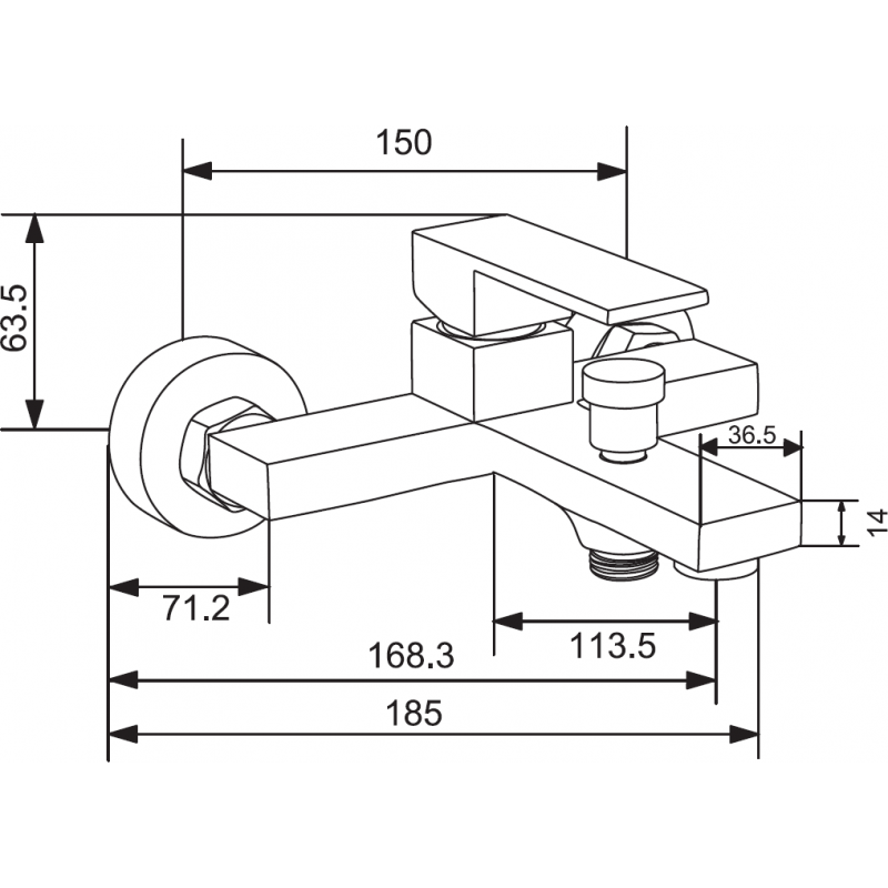 Mexen Uno R62 bath set, black - 71403R62-70
