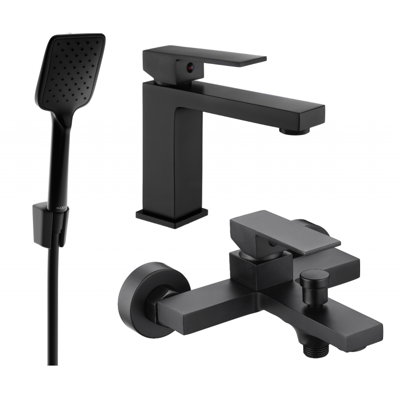 Mexen Uno R62 bathtub set, Black - 71403R62-70