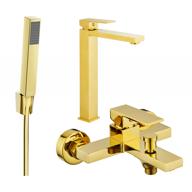 Mexen Uno R77 bath set, gold - 71413R77-50