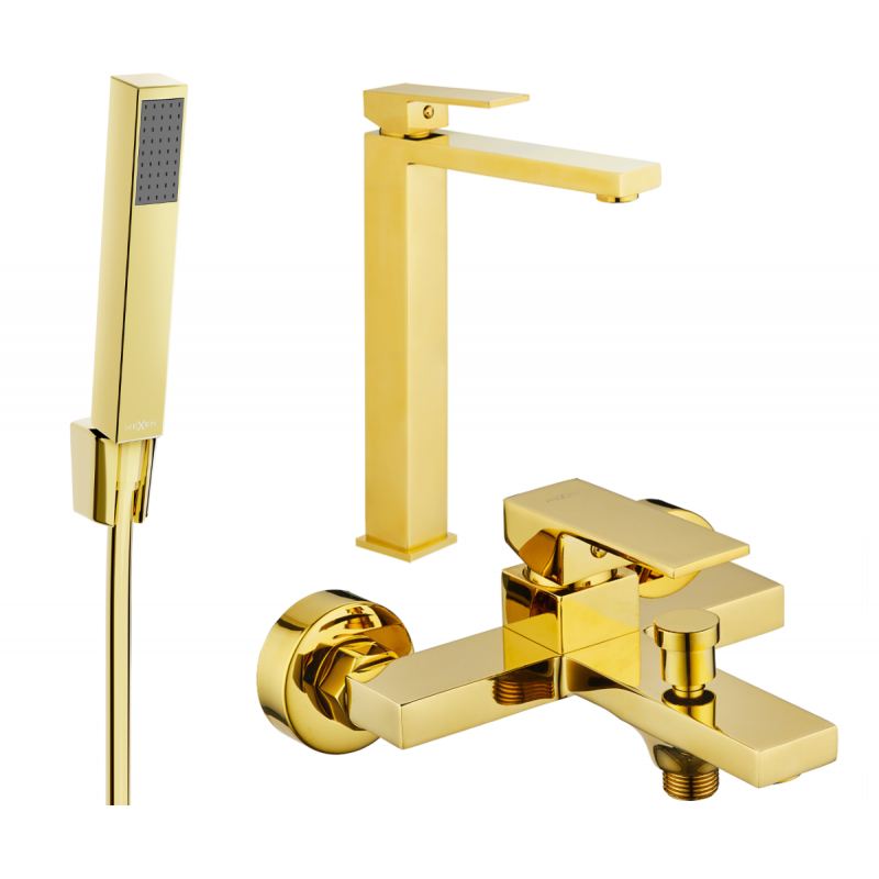 Mexen Uno R77 bathtub set, Gold - 71413R77-50