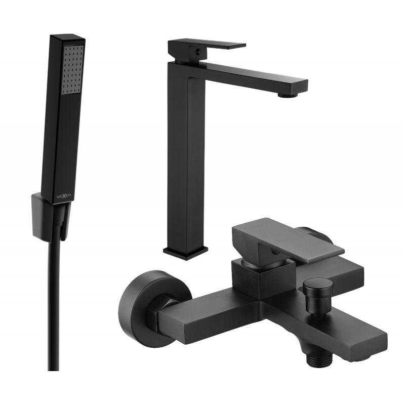 Mexen Uno R77 bathtub set, Black - 71413R77-70