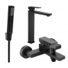 Mexen Uno R77 bath set, black - 71413R77-70