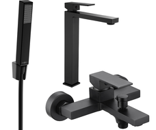 Mexen Uno R77 bathtub set, Black - 71413R77-70