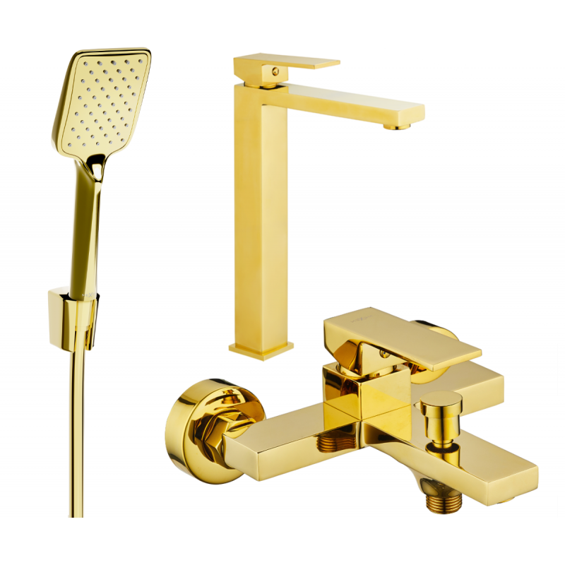 Mexen Uno R62 bathtub set, Gold - 71413R62-50