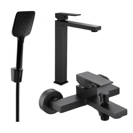 Mexen Uno R62 bathtub set, Black - 71413R62-70