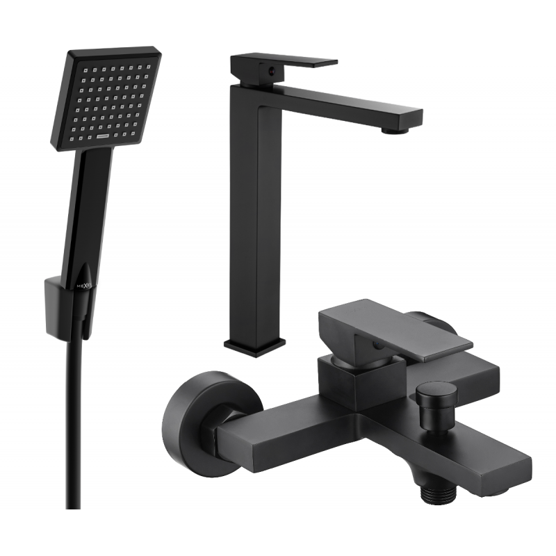 Mexen Uno R45 bathtub set, Black - 71413R45-70