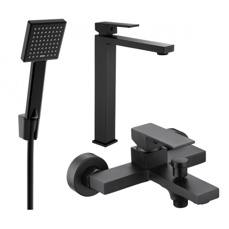 Mexen Uno R45 bathtub set, Black - 71413R45-70