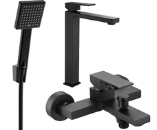 Mexen Uno R45 bath set, black - 71413R45-70