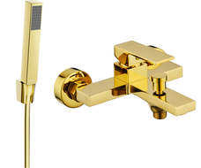 Mexen Uno R77 bathtub mixer tap with shower head, Gold - 7143R77-50