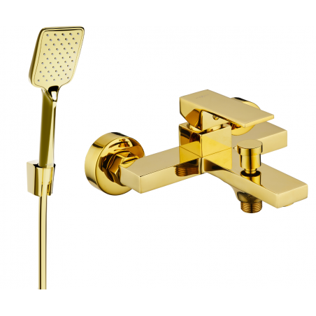 Mexen Uno R62 bathtub mixer tap with shower head, Gold - 7143R62-50